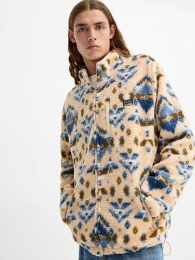 Free Nature Geometric Pattern Full Zip Fleece Jacket